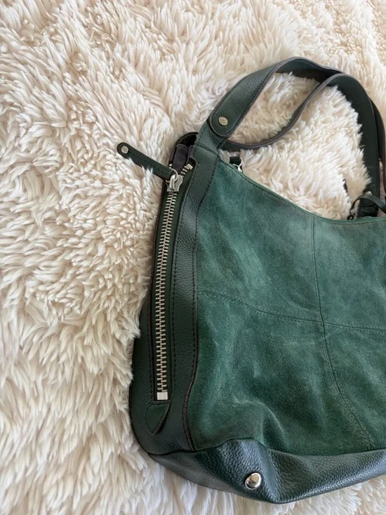 Tignanello Forest Green Suede Shoulder Bag - Picture 2 of 7